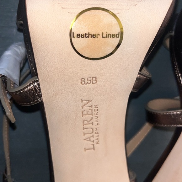 LAUREN RALPH LAUREN Kerri Metallic Twilight Nappa Leather Platform Heel NWOB 8.5 - Picture 11 of 13